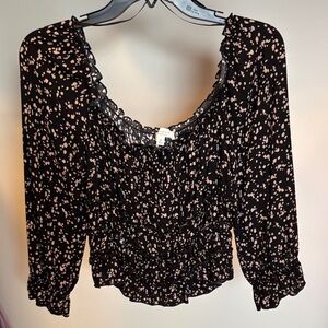 Black Floral Women's Top
